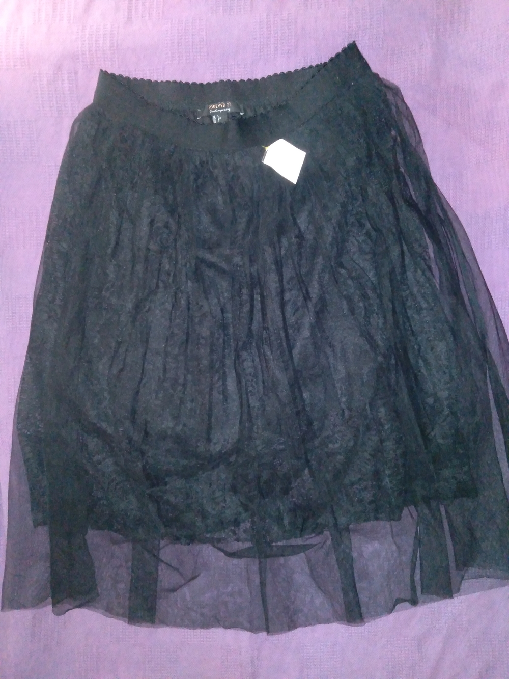 Forever 21 Black Lace Layered Tulle Skater Skirt